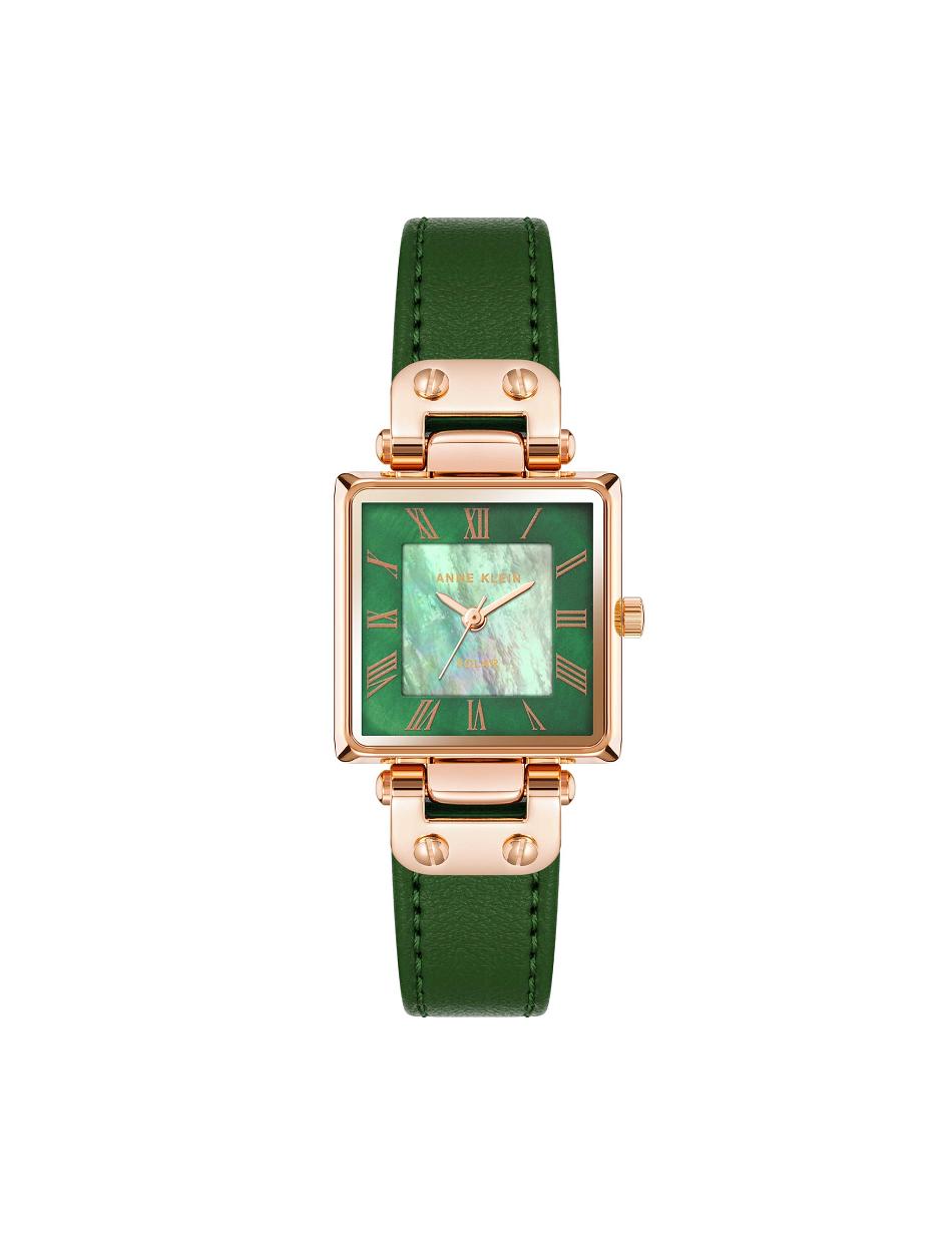 Meilleures ventes Anne Klein Considered Solar Square Cuir Brides Watch   | YPN-0672106